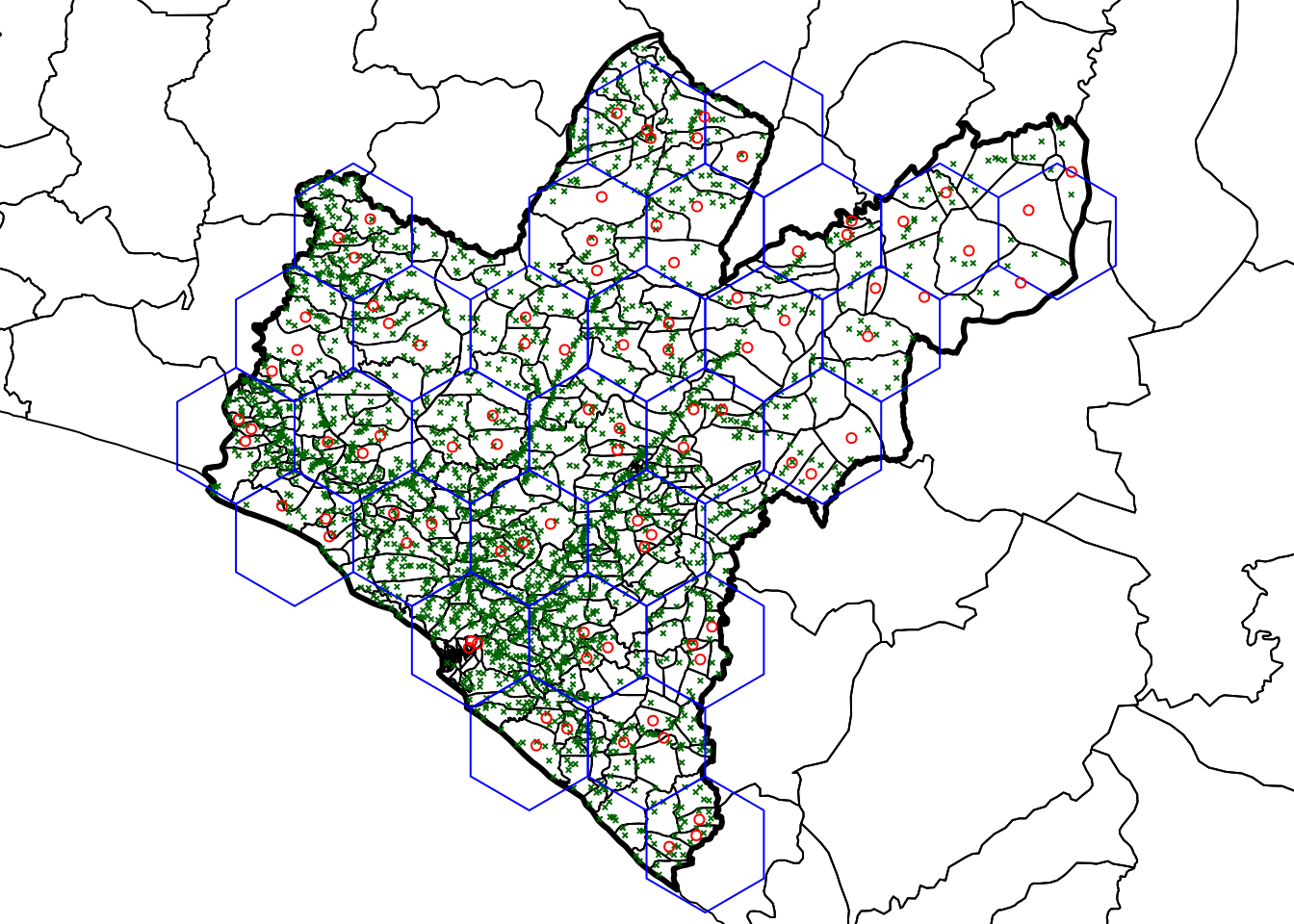 Selected sampling points in Grand Bassa County